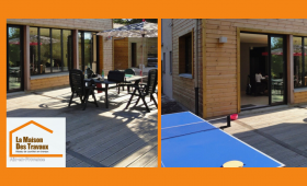 Extension bois moderne à Beaurecueil avec terrasse conviviale, conçue par La Maison Des Travaux Aix-en-Provence.