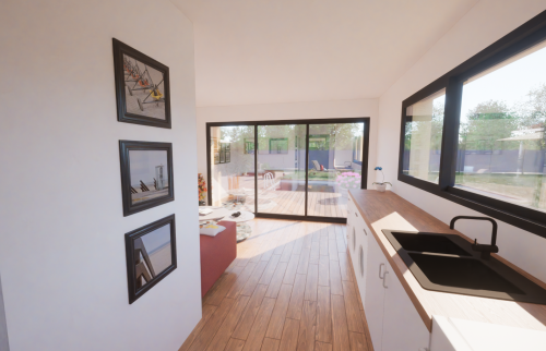 Extension de maison de 25 m² au Bignon - vues 3D