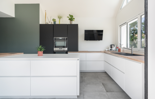 Vue cuisine intérieur - Extension pour réaliser une cuisine au Bignon