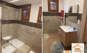 Salle de bain pour seniors, Travaux accessibilité PMR, Transformation salle de bain retraités, Carrelage antidérapant salle de bain