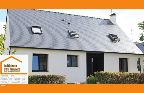 Transformation de façade complète près d’Anet. Isolation et menuiseries par les courtiers Raphaël et Jannely GIL PEREZ.