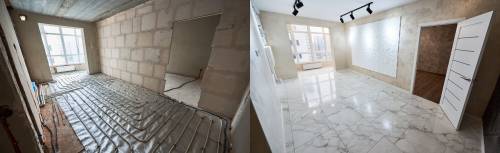 plancher chauffant salon - La Maison Des Travaux 