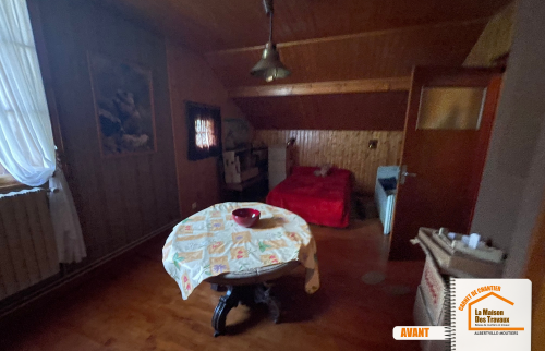 rénovation complète combles, création appartement sous combles, pose Velux Queige, installation cuisine et dressing, faïence et robinetterie Savoie