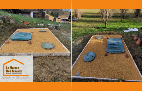 Installation d’une fosse septique à Saint-Caprais-de-Lerm – Pose et finition soignée pour un assainissement conforme et efficace. 🚧 