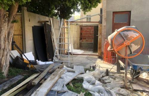 chantier de maçonnerie pour une extension