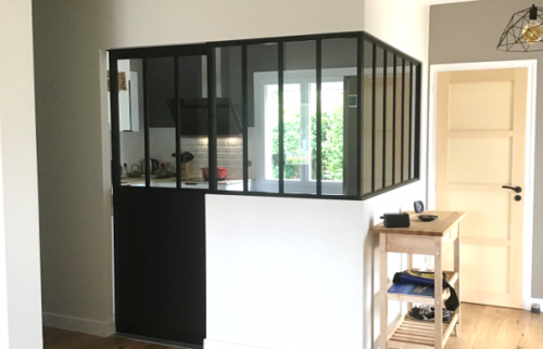 Verrière d'atelier et porte verrière coulissante