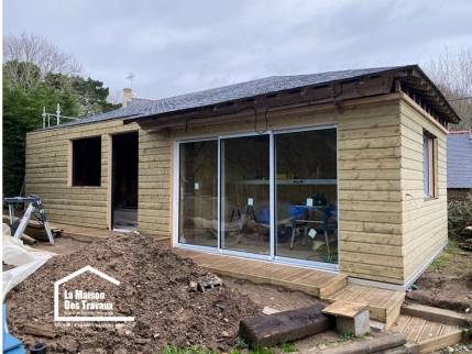 Création d'une extension de maison en bois dans le Golfe du Morbihan