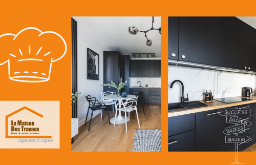 Transformation réussie à Agen : cuisine ouverte et moderne, orchestrée par Sandrine Ferin et son réseau d’artisans locaux.