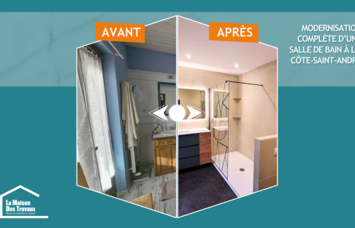 Avantaprès de la rénovation de la salle de bain