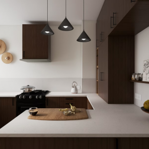 Cuisine traversante rénovation et ambiance chaleureuse