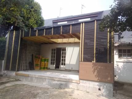 Ossature bois du nouvel agrandissement de maison - Nantes 44