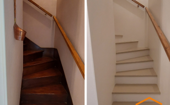 Escalier en bois avant et apres