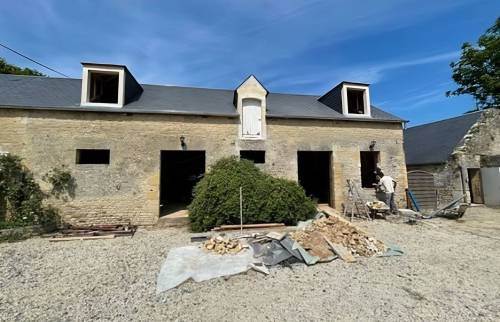 Phase de travaux sur la façade pierre