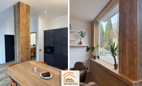 travaux menuiserie Albertville, bois massif sur mesure, habillage intérieur bois, courtier artisan menuisier, décoration chalet montagne, la maison des travaux Sallanches