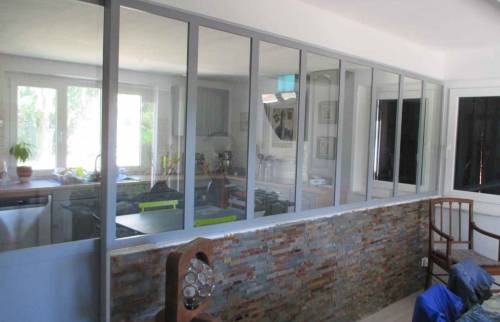 Verrière atelier entre cuisine et séjour à Rixheim