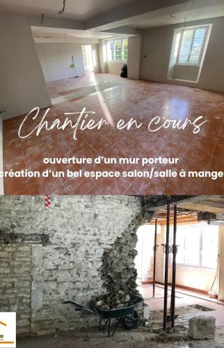 chantier ouverture d'un mur porteur à Jarnac (16200)