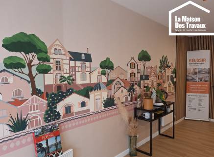 Création de fresque murale décorative dans l'agence La Maison Des Travaux Pornic 44210