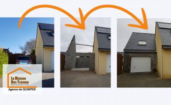 Extension de maison à Pont-l’Abbé – Ajout d’un garage et aménagement des combles réalisé par La Maison Des Travaux Quimper. Un projet clé en main réussi !