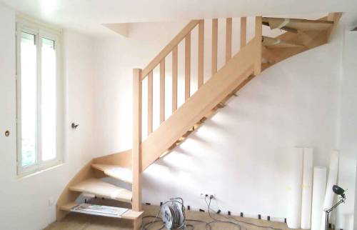 Pose escalier Double quart tournant