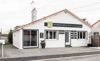 Les Sorinières (44): Préparation d'une façade d'agence immobilière