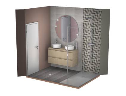 Simulation 3D d'une salle de bain rénovée - Meximieux 01