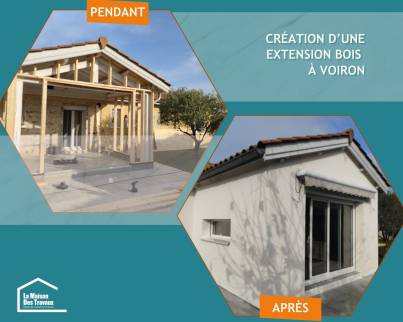 avant après extension ossature bois à Voiron