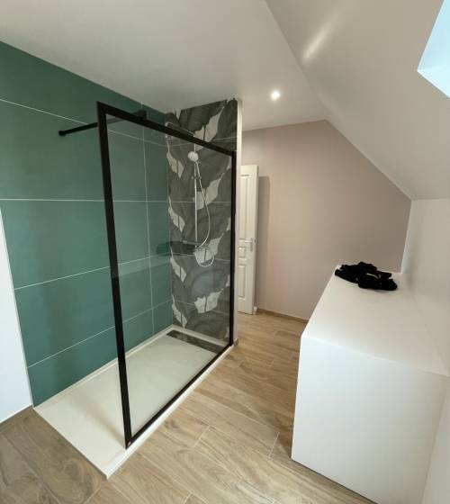 Douche avec receveur extra plat