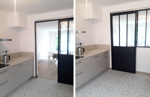 Porte verrière coulissante en applique 