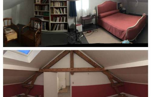 Avant après de la rénovation des combles d'une maison - Pontoise