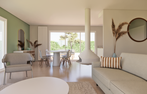 Rénovation complète d'une pièce de vie à Basse-Goulaine 44115 - visualisation 3D