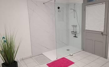 rénovation salle de bain à blain : pose d'une douche receveur plat