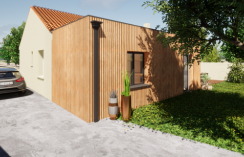 Transformation d'une véranda en extension bois à Vertou - esquisses