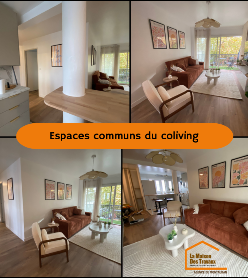 Rénovation d'appartement en espace coliving avec aménagement de l'espace commun -Montauban 82000