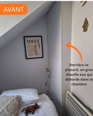 Chambre sous combles avant rénovation d'un appartement - Pornic 44210