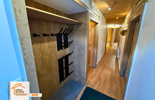 rénovation appartement montagne, travaux intérieur Beaufort, parquet massif appartement, éclairage LED rénovation, rénovation logement Savoie