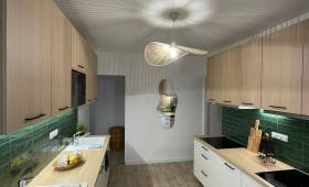 Cuisine aménagée dans une maison rénovée pour le coliving - Montauban 82000