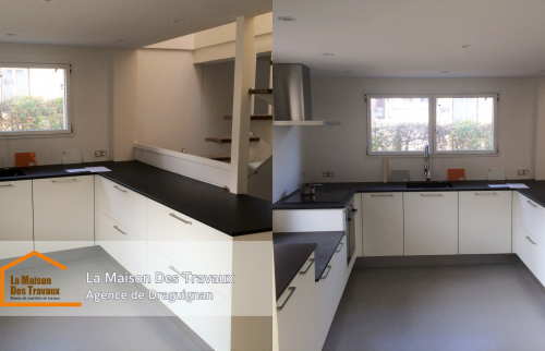 Une maison modernisée à Flayosc avec une cuisine en U et une extension lumineuse