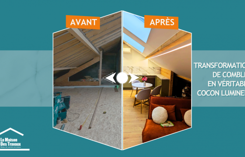 Avant après aménagement de combles à Rives