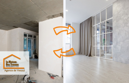 Installation d’une verrière et rénovation complète pour moderniser un appartement ancien à Vesoul.