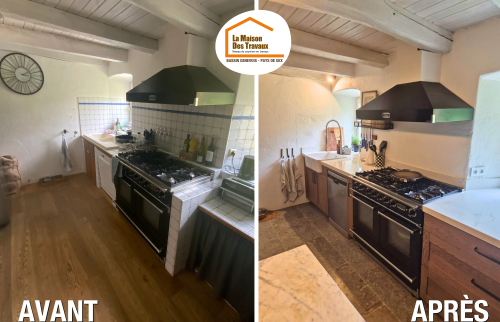 cuisine moderne artisanale, dressing fonctionnel Lully, courtier rénovation intérieure, agencement personnalisé Haute-Savoie, cuisine bois et pierre