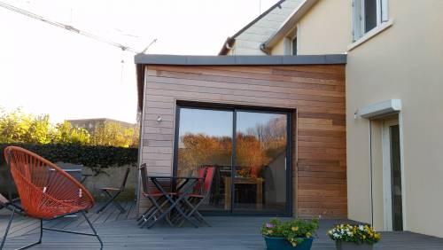extension bois bardage Red Cedar et menuiserie aluminium