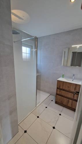 Douche et meuble vasque, salle de bain à Hésingue