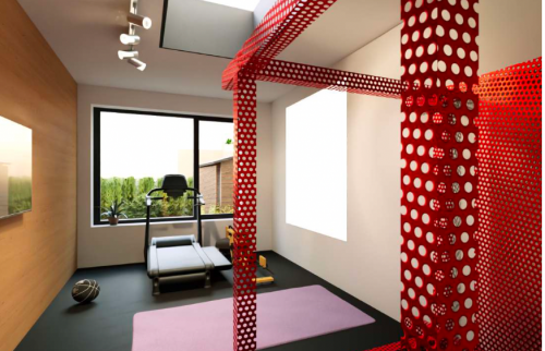 Vue 3D en projection d'un aménagement intérieur possible 