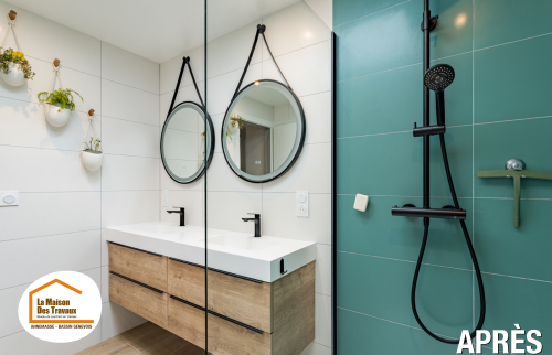  Rénovation salle de bain Douvaine, rénovation salle de bain Annemasse, rénovation salle de bain Saint-Julien en Genevois, Salle de bain moderne Haute-Savoie, Travaux de salle de bain