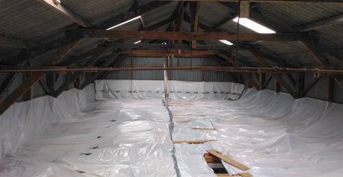 Bachage de protection de l'habitation en vue du désamiantage