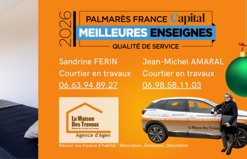 Sandrine Férin et Jean-Michel Amaral, courtiers en travaux à Agen, vous accompagnent dans vos projets de rénovation avec expertise et réactivité.