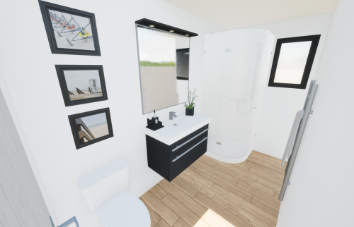 Plans 3D - Surélévation de maison à Vertou - salle de bain