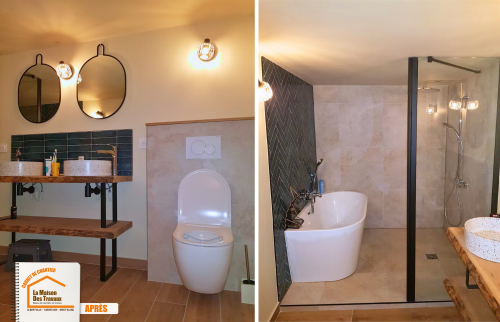 rénovation WC La Côte-d’Aime, salle de bains design Savoie, zellige salle de bains, création douche italienne, rénovation intérieure Tarentaise