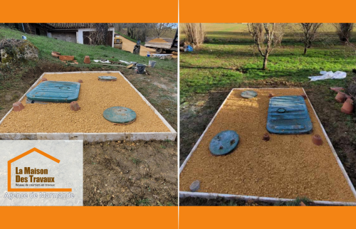 Installation d’une fosse septique à Saint-Caprais-de-Lerm – Pose et finition soignée pour un assainissement conforme et efficace. 🚧 