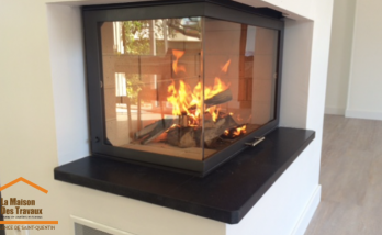 Insert à bois en fonctionnement 